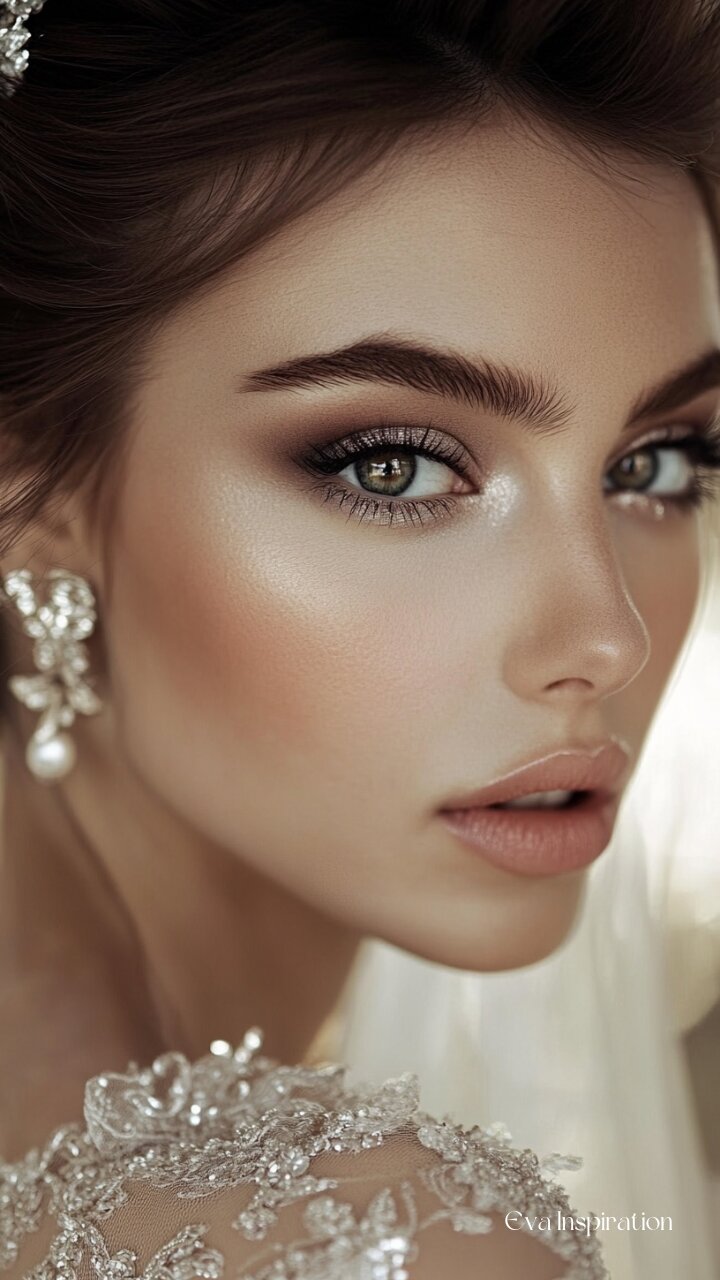 tendance-maquillage-mariage-2025-brune-yeux-vert-glow-lumiere-paillette